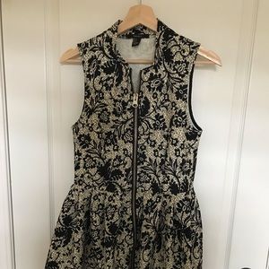 Lace print fit and flare dresss